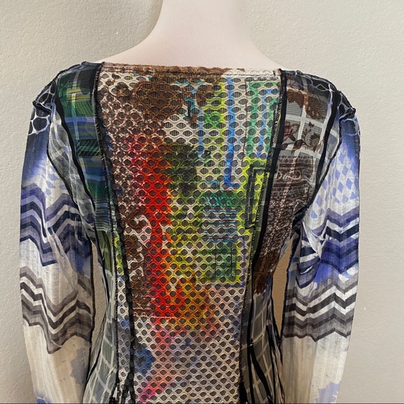 Ania A. Swing Open Knit Ruffle Mixed Media Tunic Size Medium - Picture 7 of 12